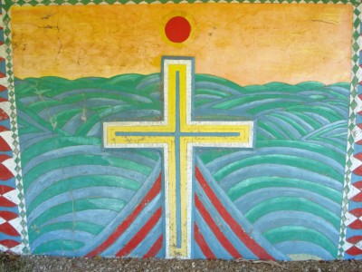 A mural of the Christian Cross